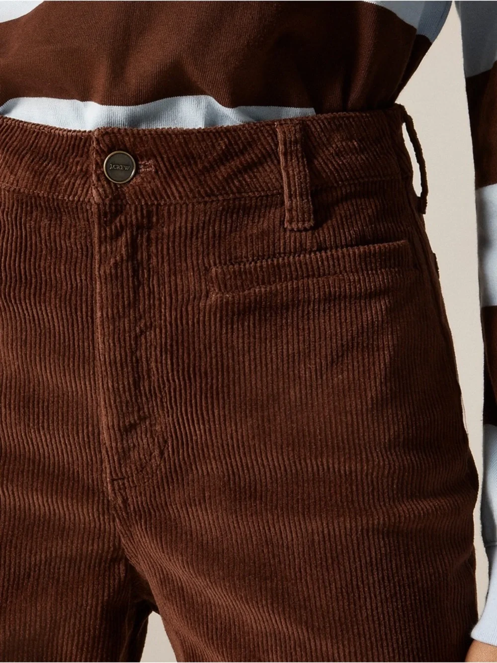 Vintage J. Crew Brown Corduroy Women’s High-Rise Flared Pants, Sz 29. NWOT - Picture 9 of 14